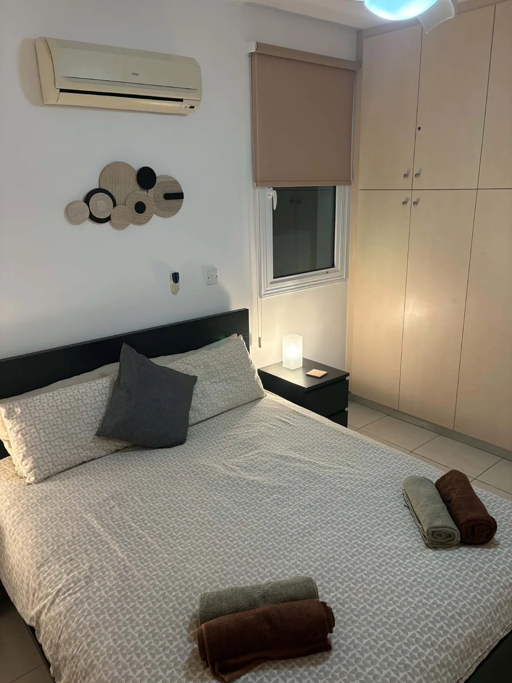 Palm Villa bedroom wardrobe and air conditioning unit, Pernera Cyprus