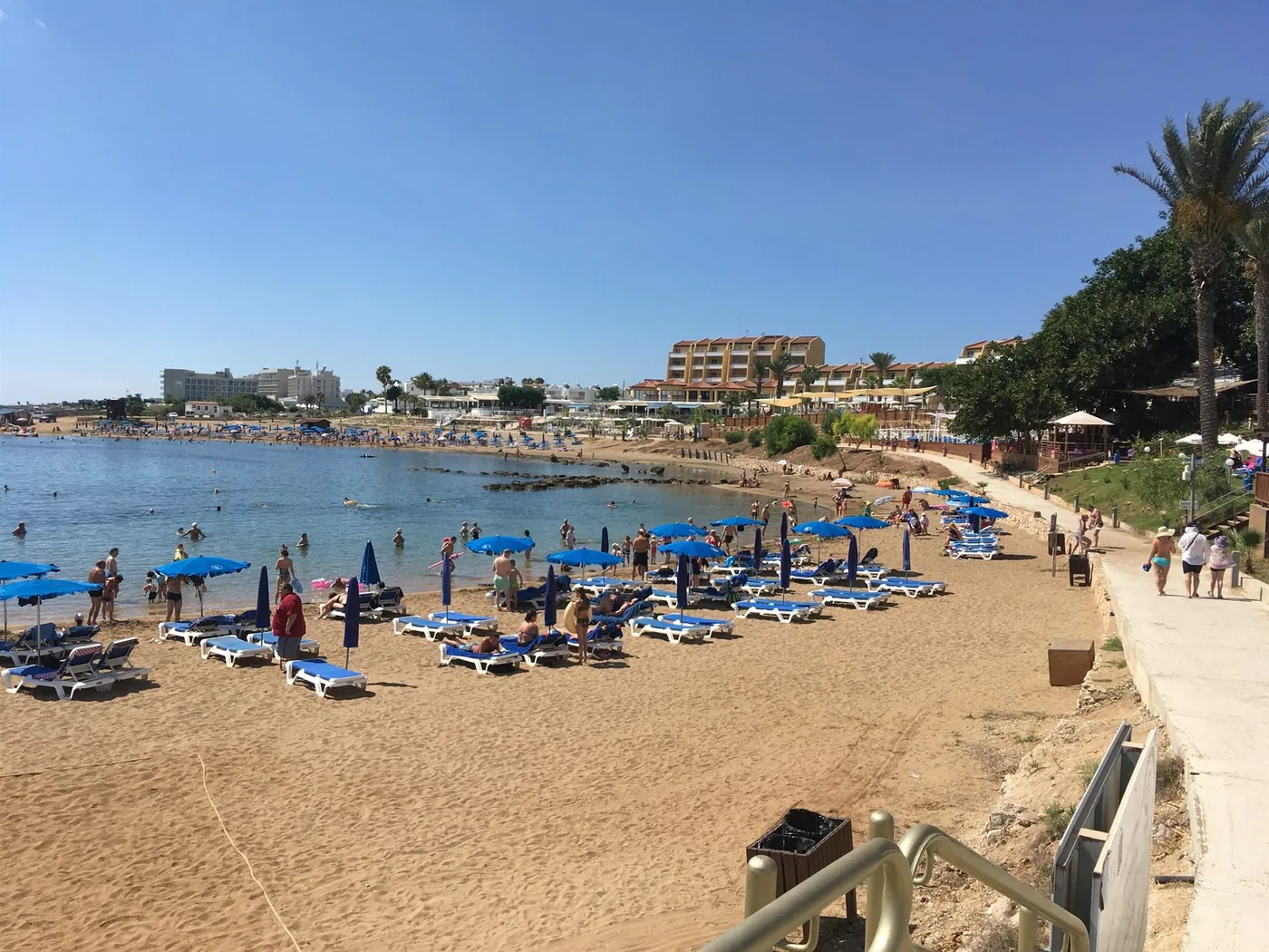 Pernera beach, a short walk from Palm Villa — golden sand and clear Mediterranean sea